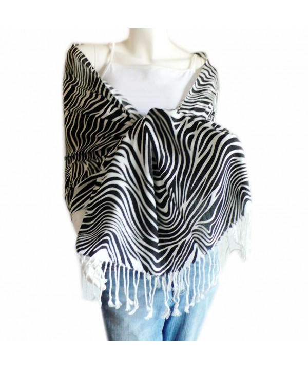 WHITE & BLACK PRINTED PASHMINA SHAWL WRAP STOLE SCARF - GE(ZEBRA) - CA114AVNT2R