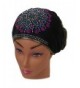 SSK Beautiful Metallic Turban-style Head Wrap - Blue/Pink Crystal Flower- Gold Trim - C9189XZUCXL