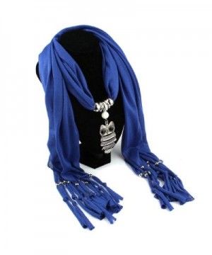 Malloom Ladies Charm Necklace Scarves Owl Pendant Jewelry Tassels Scarf Shawl Wrap - Blue? - CS127234ZQT