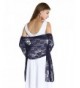 Wedtrend Women's Lightweight Chic Floral Lace Shawl Bridal Wrap Scarf - Navy - CR185GQZO6I