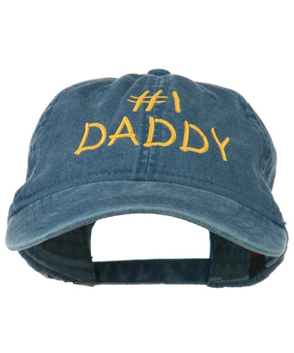 Number One Daddy Embroidered Washed Cotton Cap - Navy - C311MJ3VDDB
