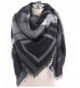 Women's Plaid Tartan Grids Checked Winter Blanket Shawl Wrap - Black - CC186TYXOI3