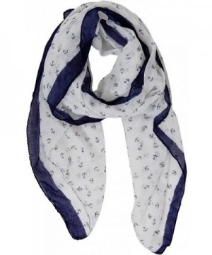 PANZ Navy Anchor Scarf White