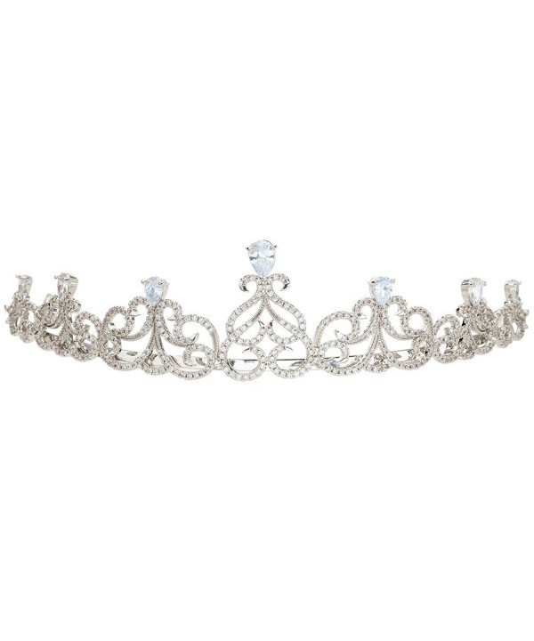 EVER FAITH Women's Cubic Zirconia Wedding Elegant Knot Tear Drop Hair Band Tiara - Clear Silver-Tone - CS12HSPWIPL