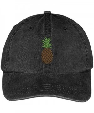 Trendy Apparel Shop Pineapple Embroidered Pigment Dyed 100% Cotton Cap - Black - CU12FXK4WN9