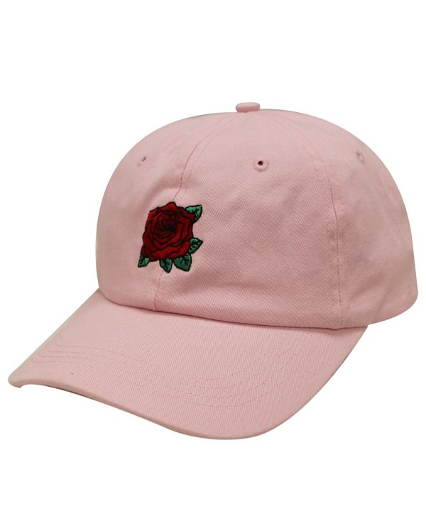 City Hunter C104 Rose Embroidery Cotton Baseball Cap 8 Colors - Pink - CU12IEW4QNJ