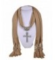 Wishcart Jewelry Scarf Cross Pendant Necklace Women Scarves - CF12G9VNH6T