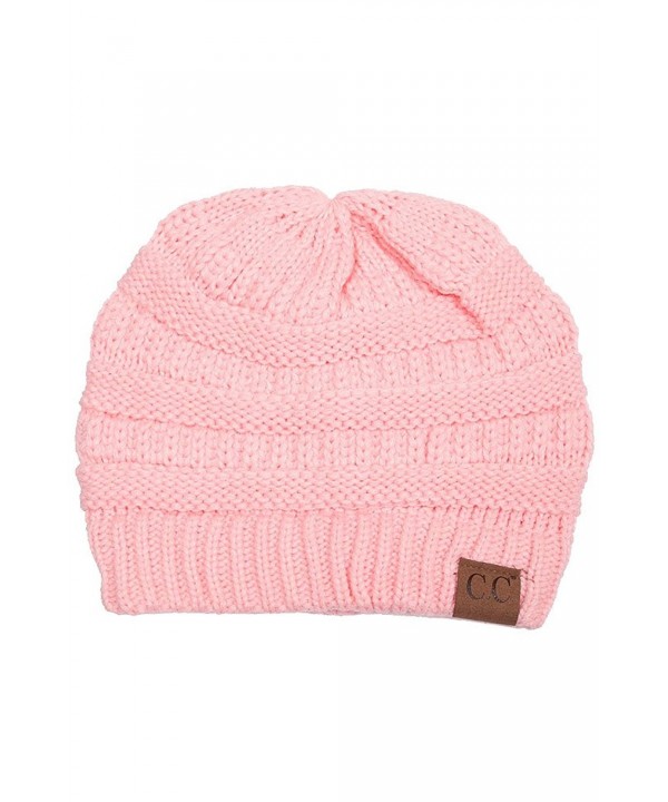 ScarvesMe C.C Trendy Warm Chunky Soft Stretch Cable Knit Beanie - Pale Pink - C012KV5FW9T