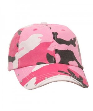 Rhinestone Washed Cotton Cap Pink Camo