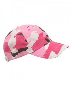 Rhinestone Washed Cotton Cap Pink Camo in Women's Baseball Caps