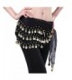 Lilyy Chiffon Dangling Gold Coins Belly Dance Hip Skirt Scarf Wrap Belt - Black - CM12ISLMW05