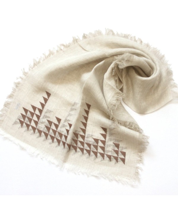 Kkusebo Women's Linen Long Size Luxury Triangle Embroidery Scarf - Natural Beige - CW11ZFZLJV1