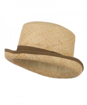 Raffia Straw Top Hat Fedora - Brown - C411K1CUH07