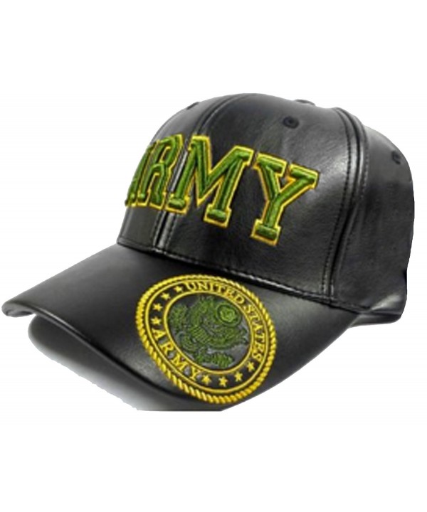 ARMY Cap Black Leather Embroidered Hat U.S.United States Military - CK12JBQUF41