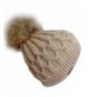 Frost Hats Rhinestones Winter Hat with Detachable Genuine Fox Fur Pom M-023RN - Beige - CZ11ZTTBUKX