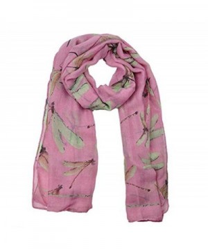 GBSELL Lady Womens Long Cute Dragonfly Print Scarf Wraps Shawl Soft Scarves - Pink - CK129R1STR5