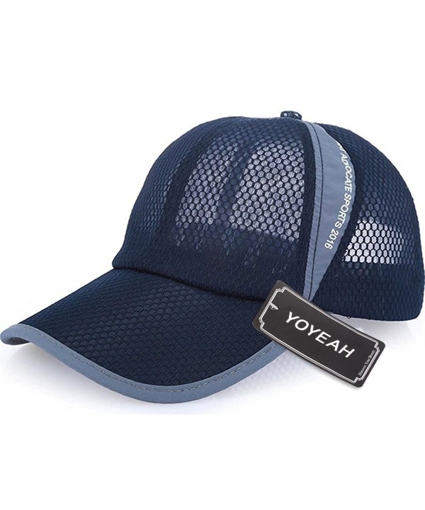 YOYEAH Men and Women Snapback Baseball Cap Sun Hat Outdoor Sports Mesh Hat - Navy Blue - CA183IUE3EN