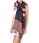 Knitted Rectangle Wide Plaid Scarf with Raw Fringe - Old Glory - CO188TR0Y37