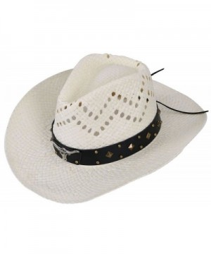 EPGW Men / Women's Western Cowboy Straw Hat with Shapeable Brim - Ivory_bull - CM12HXHKAIZ