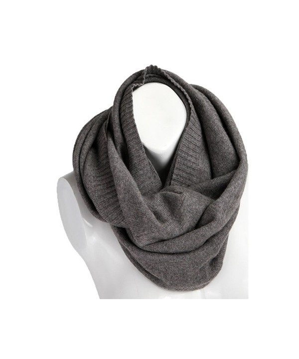 Sherry007 Women's Solid Wool Knitted Soft Comfy Winter Warm Circle Loop Infinity Scarf - Grey - CO12L0OKBH3