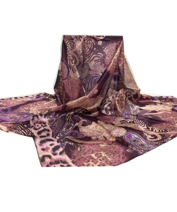 Novels-wear 2016 Women New 100%mulberry Silk Fashionable Scarf Wrap Hawaii Flower Long - Purple - C612BZ8XG5N