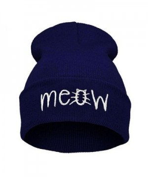 Lavany Winter Knit MEOW Beanie Hat And Snapback Men And Women Hiphop Caps - Navy - C9187HYCOOC