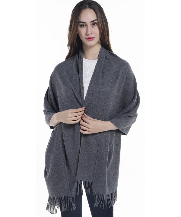 Niaiwei Extra Large Womens Long Cashmere Wool Winter Shawl Wrap- Solid Color 78 27 inch - Gray - C5186YR8XNX