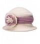 Lawliet Two-Tone Retro Womens Wool Warm Flower Band Dress Bucket Cloche Cap Hat A217 - White - CU12MBQWNBV