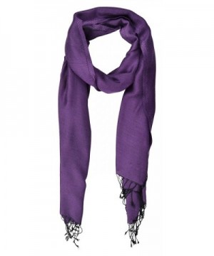 Pashmina Double Sided Two Tone Shawl Scarf Wrap from India 80" x 27" - Purple - C917YK4O4KH