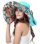 FakeFace Womens Wide Brim Sun Hat Floppy Canvas Summer Beach Bucket Hat UPF 50+ - Blue - CI12H96BHGP