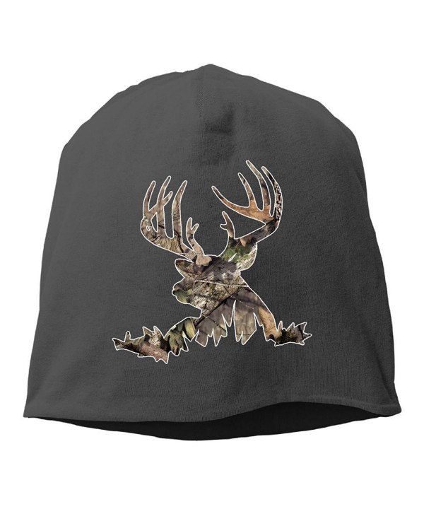 Deer Hunting - Deer Head Camoflauge Deer Unisex Knit Hat Soft Stretch Beanies Skull Cap Hedging Cap Black - Black - CP187Z6CCQU