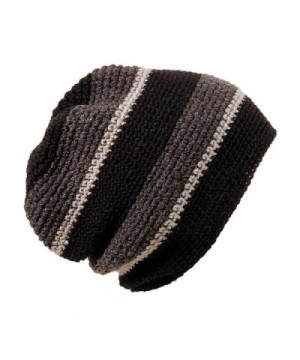 POM London Handmade Crochet Baggy Beanie Hat (Black- Charcoal- Gray) - C111C91RRIN