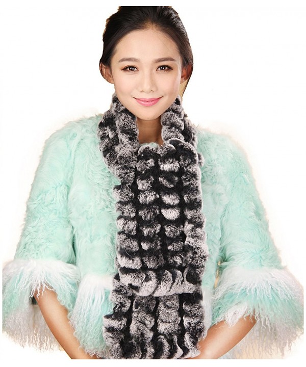 URSFUR Wide Rex Rabbit Fur Scarf Multicolor - Black Frost - C511MD1D8YL