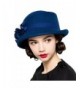 Maitose Women's Wool Felt Flowers Church Bowler Hats - Royal Blue - CX12MCIDZ47