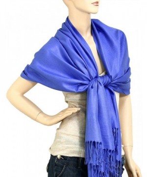 Falari Women's Soft Solid Color Pashmina Shawl Wrap Scarf 80" X 27" - Royal Blue - CT11PJIWQQB