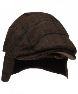 Henschel Men's Wool Blend Plaid IVY Hat With Earflaps - Brown - C911H4IN5YB