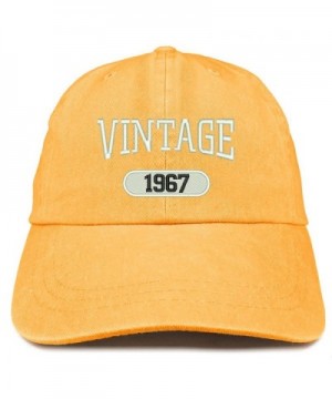 Trendy Apparel Shop Vintage 1967 Embroidered 51st Birthday Soft Crown Washed Cotton Cap - Mango - CG180WESHKZ