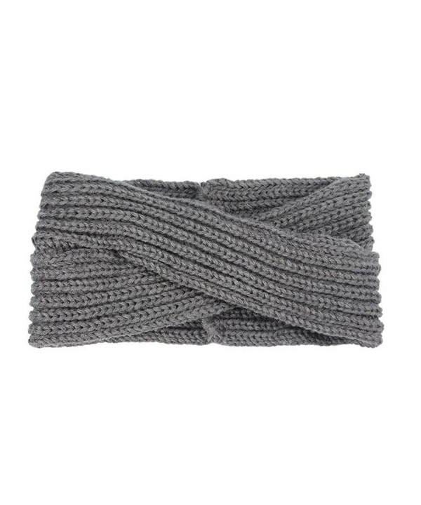 Wiipu Knitted Twisted Headband Ear Warmer Head Wrap Headband (N1288) - Dark Gray - CG120P3T2TN
