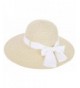 Toppers Womens Summer Sun Beach Hat Big Bowknot Wide Brim Straw Hat UPF 50+ - Cream - CB18C9ULG55