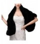 Faux Fur Shawls Wraps Wedding Coat for Women Girls Winter Stoles Wedding Jacket - Black1 - CR189HS4A2W