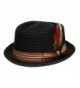 Men's Premium Straw Porkpie Fedora Hat - Black - CI12GXS53JR