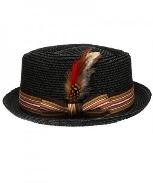 Premium Straw Porkpie Fedora BLACK