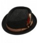 Premium Straw Porkpie Fedora BLACK in Men's Fedoras