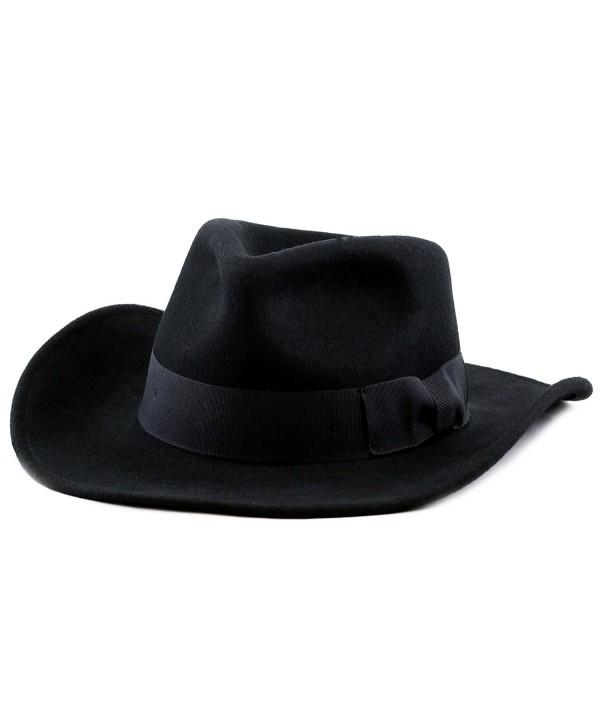 The Hat Depot 1400HE01 100% Wool Wide Brim Felt Fedora - Black - CL126SXGB61