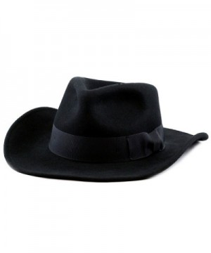 The Hat Depot 1400HE01 100% Wool Wide Brim Felt Fedora - Black - CL126SXGB61