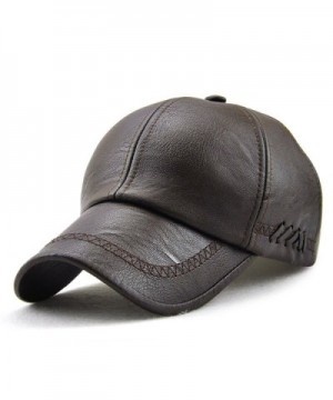 PU Leather Baseball Cap Casquette Flat Hat European and American Retro Style For Men - Dark Coffee_1 - C5187Q8OK70