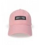 WUE Anti-You Cotton Cap Embroidery Dad Buckle Hat - Light Pink - C3183SL3Q2N