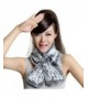 URSFUR Rex Rabbit Fur Knit Plaid Scarves with Rosette Multicolor - Grey & White - C211FKOQ5C5