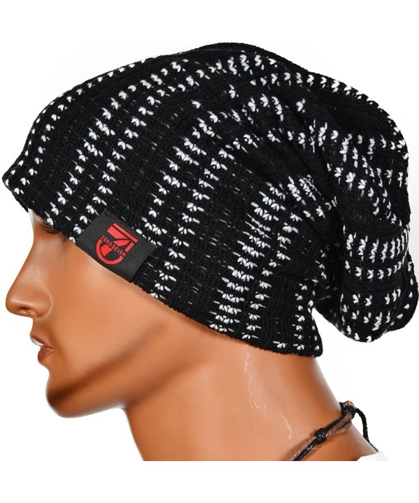 Chic Mens Slouchy Beanie Knitted Cap Skull Winter Hat Black B764 - C911OOZT43X