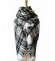 Oops Style Women's Fashion Winter Long Big Warm Plaid Blanket Shawl Scarf for Women - Raw White Gray - C6186EZSG8D